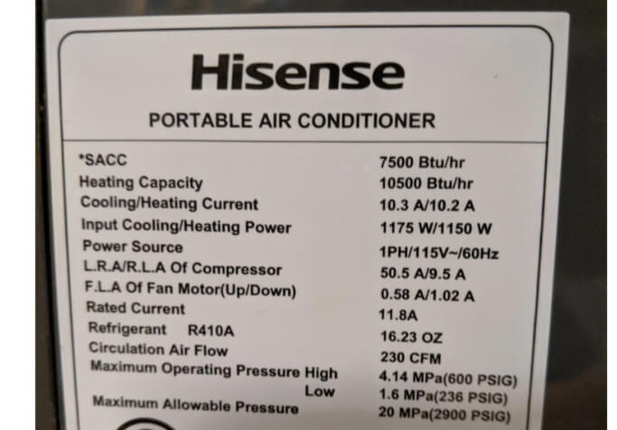 hisense air conditioner es code