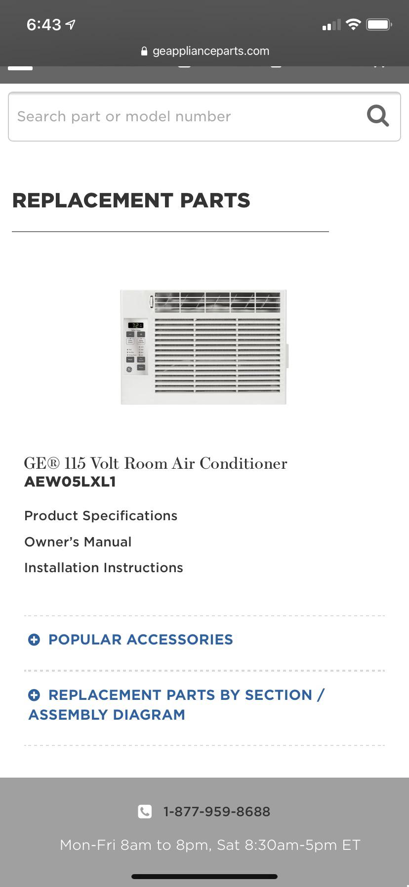 ge air conditioner aew05lxl1