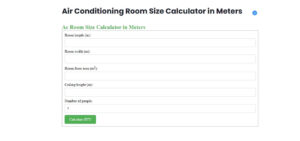 Air Conditioning Room Size Calculator in Meters