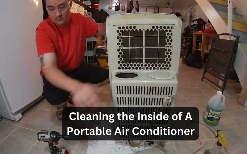 How do you clean the inside of a portable air conditioner