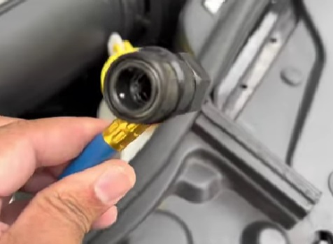 Tighten or replace damaged hoses